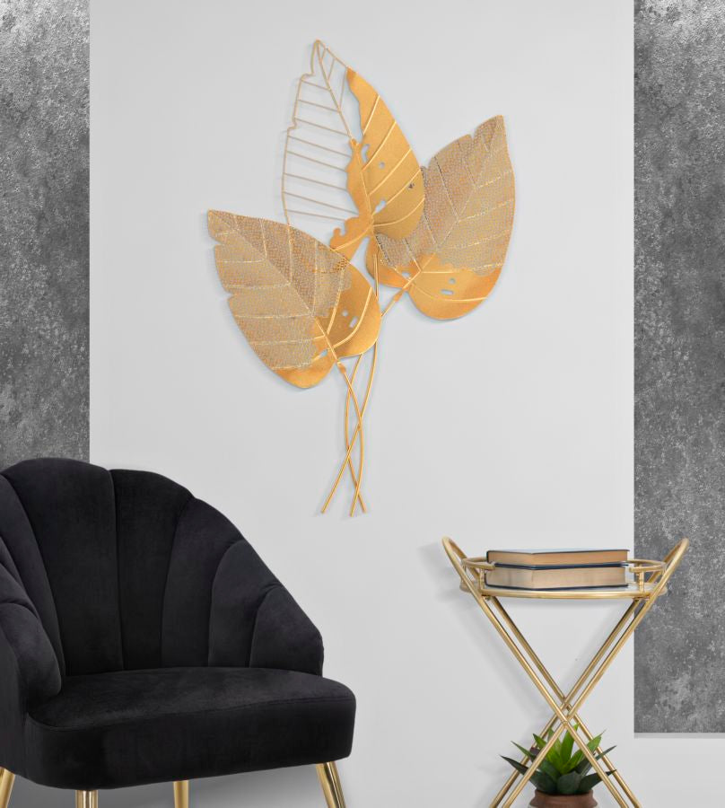 Painel em Ferro Autumn Folha Dourado Cm 53x4x84,5