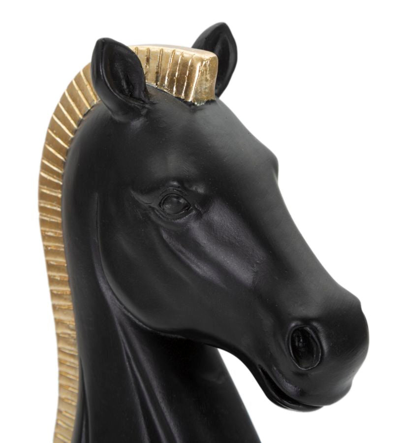Cavalo Preto E Dourado Cm 10,5x8,5x19