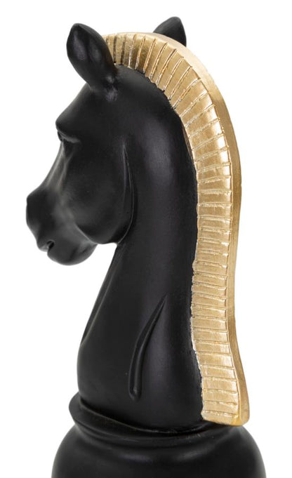 Cavalo Preto E Dourado Cm 10,5x8,5x19