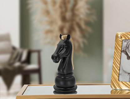 Cavalo Preto E Dourado Cm 10,5x8,5x19