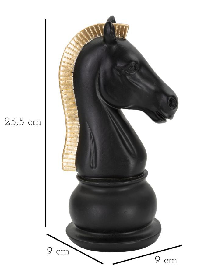 Cavalo Preto E Dourado Cm 10,5x8,5x19