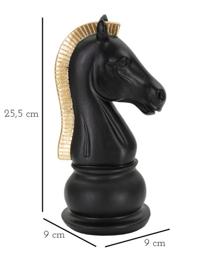 Cavalo Preto E Dourado Cm 10,5x8,5x19