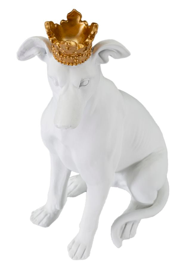 Cão com Coroa Branco Cm 20x12,5x33