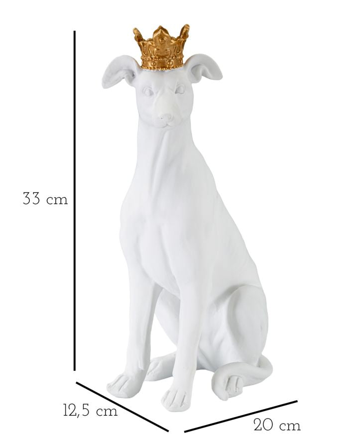 Cão com Coroa Branco Cm 20x12,5x33