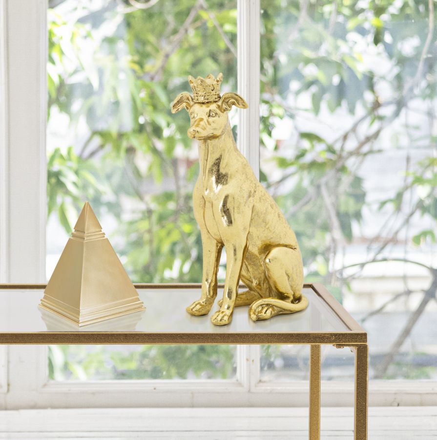 Cão com Coroa Dourado Cm 20x12,5x33