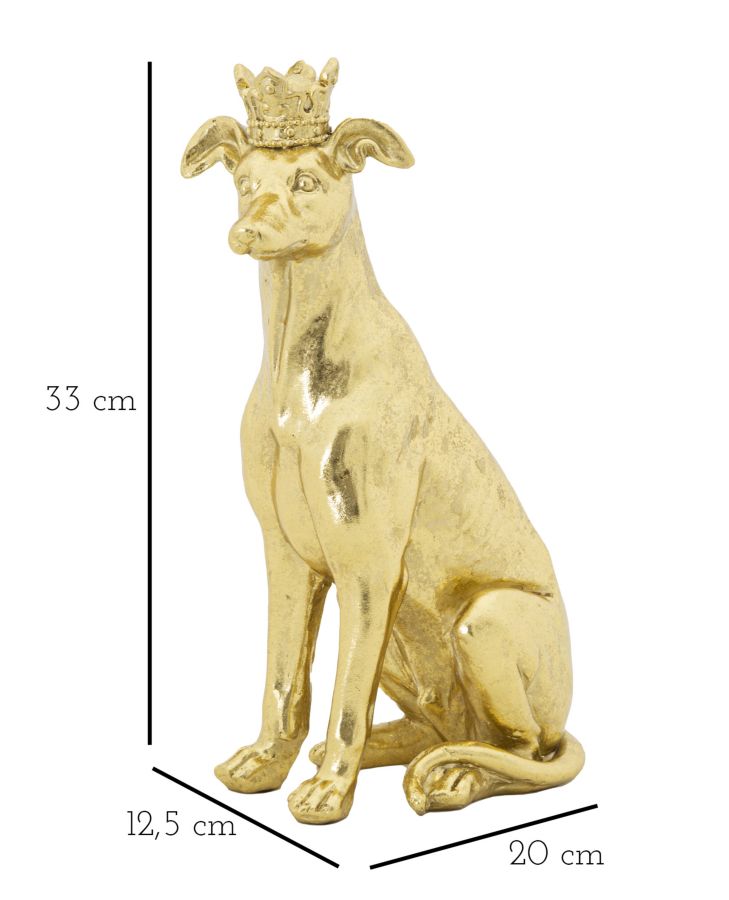 Cão com Coroa Dourado Cm 20x12,5x33