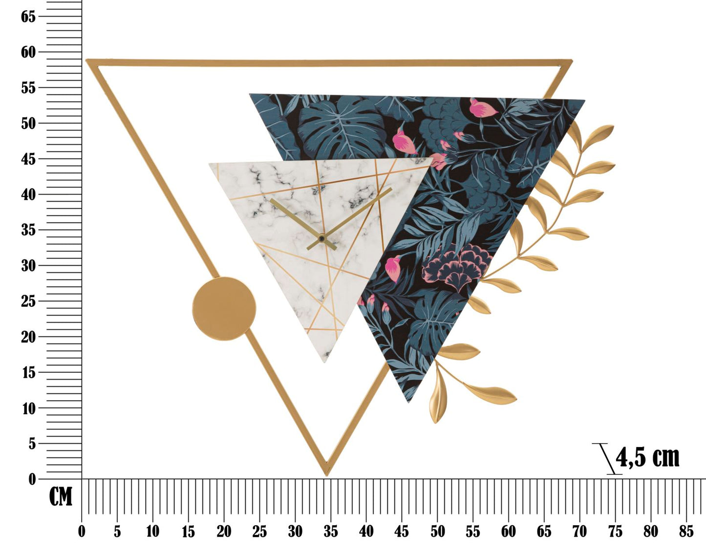 Relógio de Parede Triangle Cm 75x4,5x59