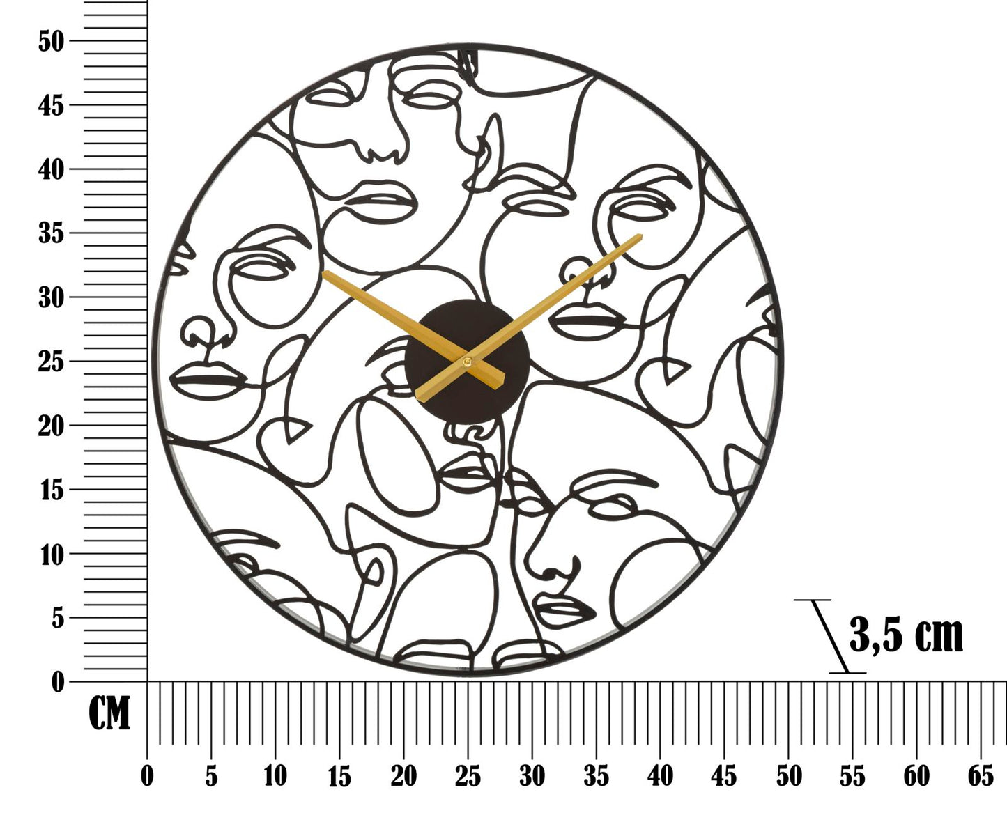 Relógio de Parede Faces Cm ø50x3,5