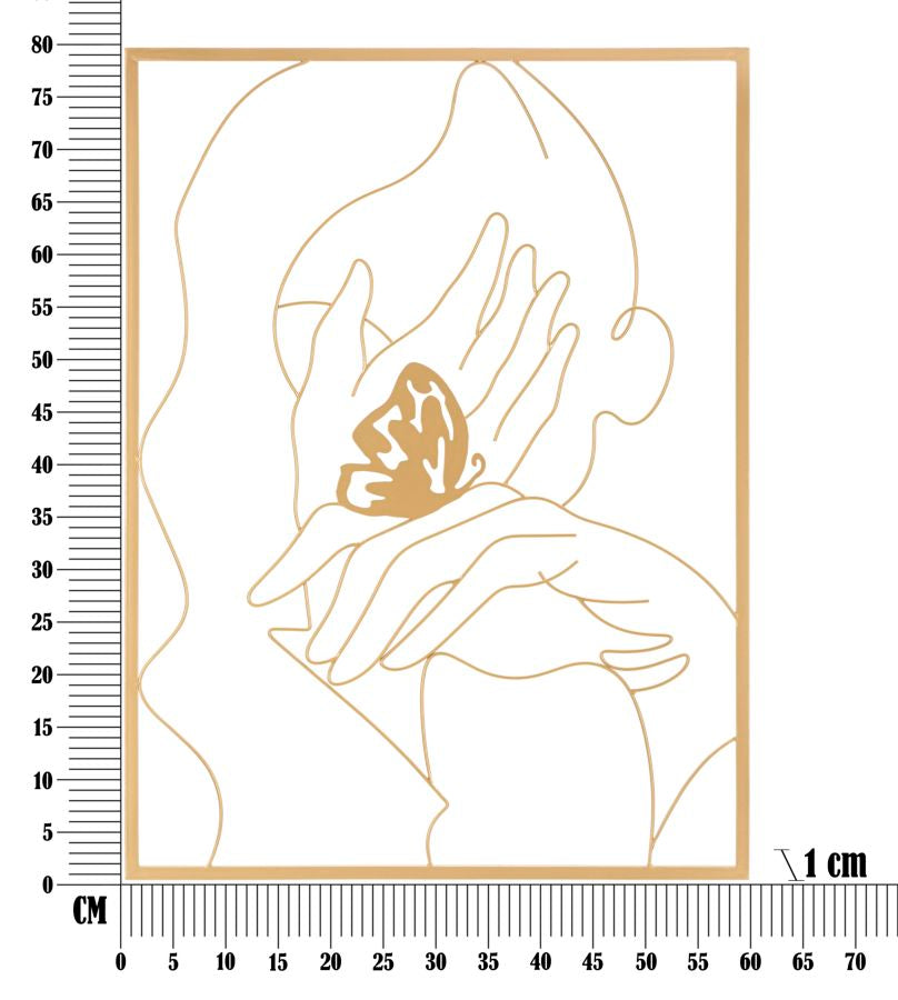 Painel em Ferro Hands On Rosto Cm 60x1x80