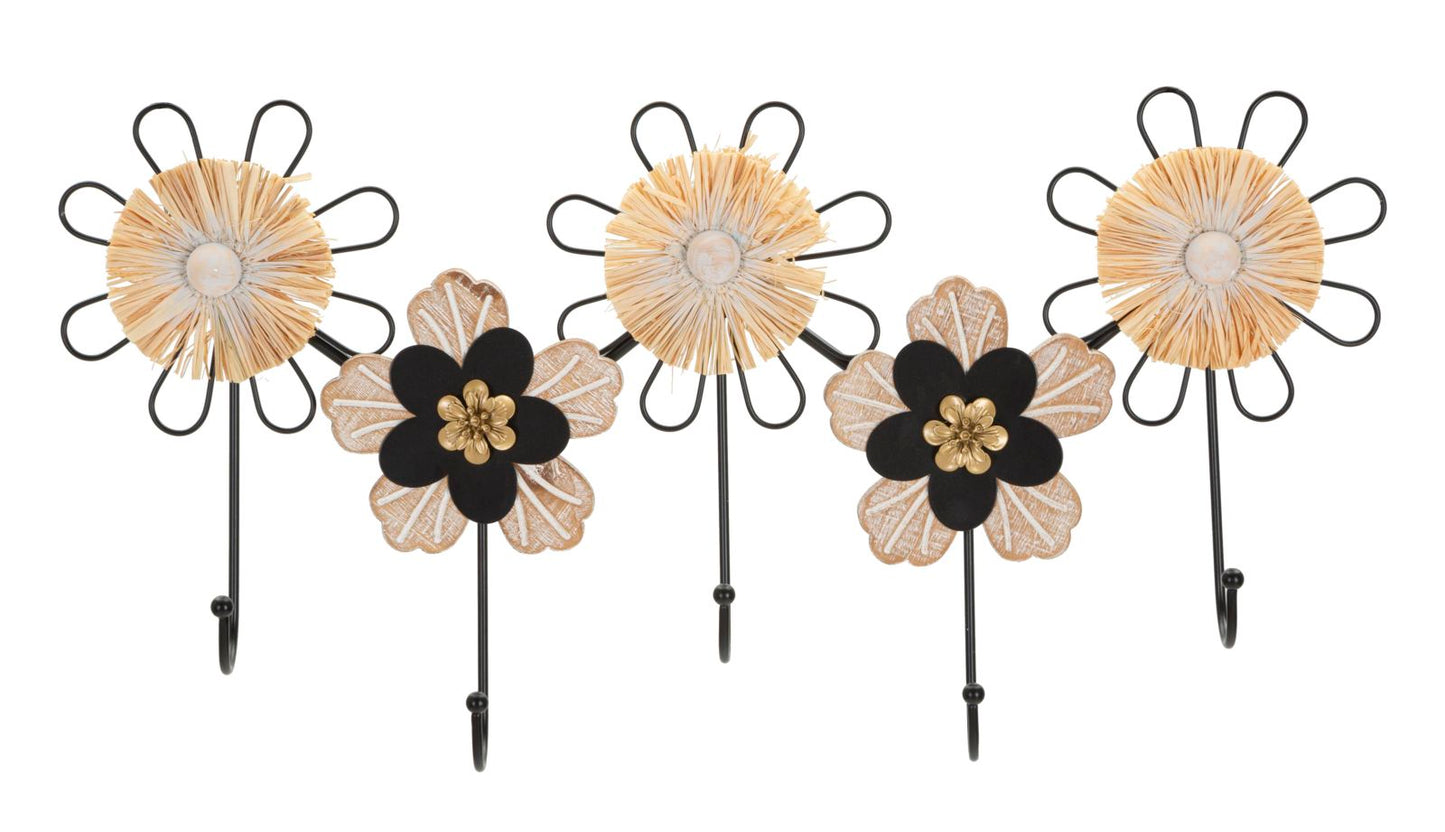 Cabide Ferro, Madeira Raffia Cm 61x5,5x30,5