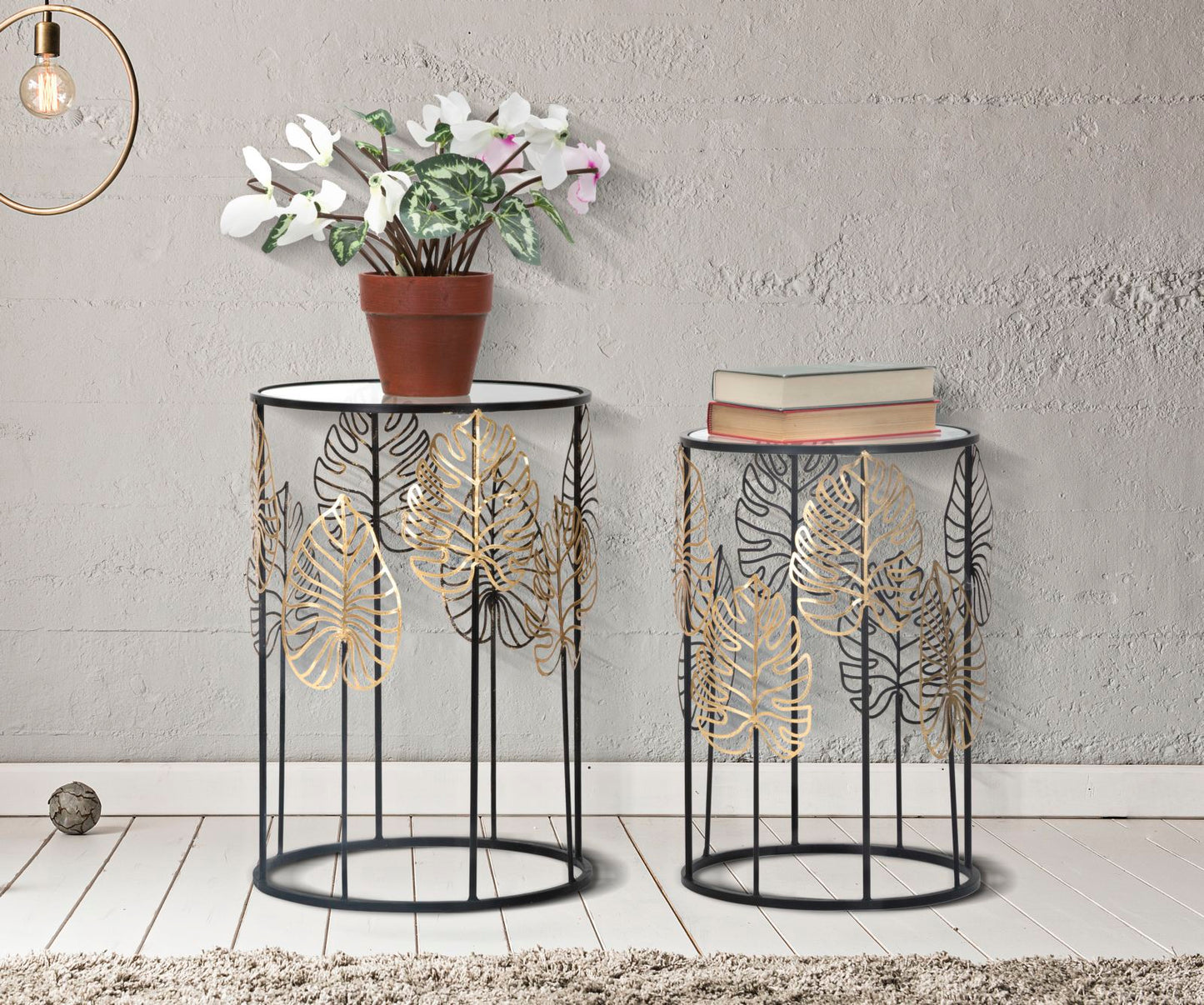 Mesa Auxiliares Foglie Glam Par Cm ø 38x55-33x50