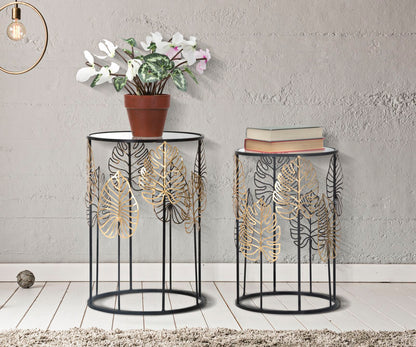 Mesa Auxiliares Foglie Glam Par Cm ø 38x55-33x50