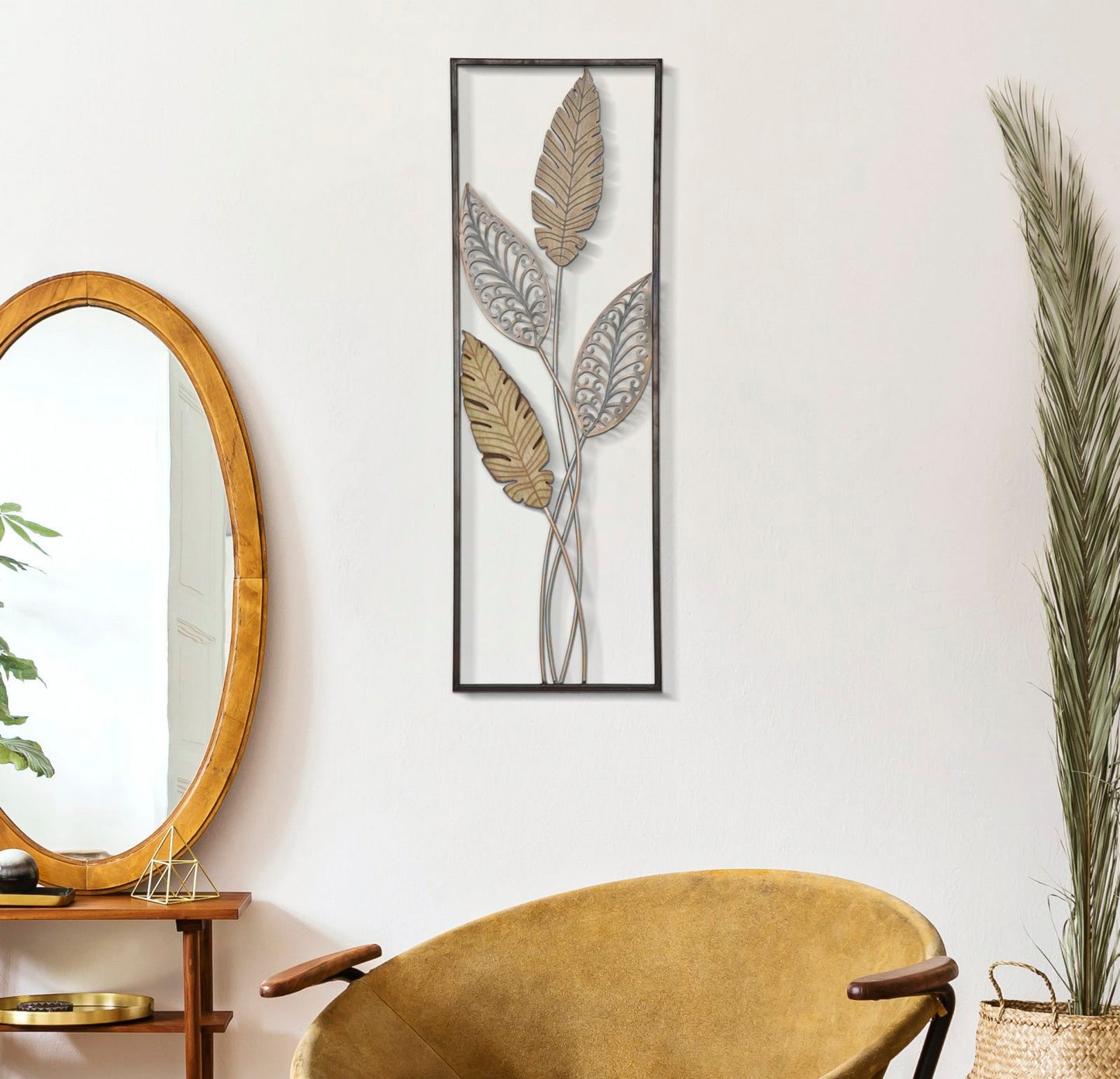 Painel em Ferro E Madeira Foglie -A- Cm 30,5x1,90x91