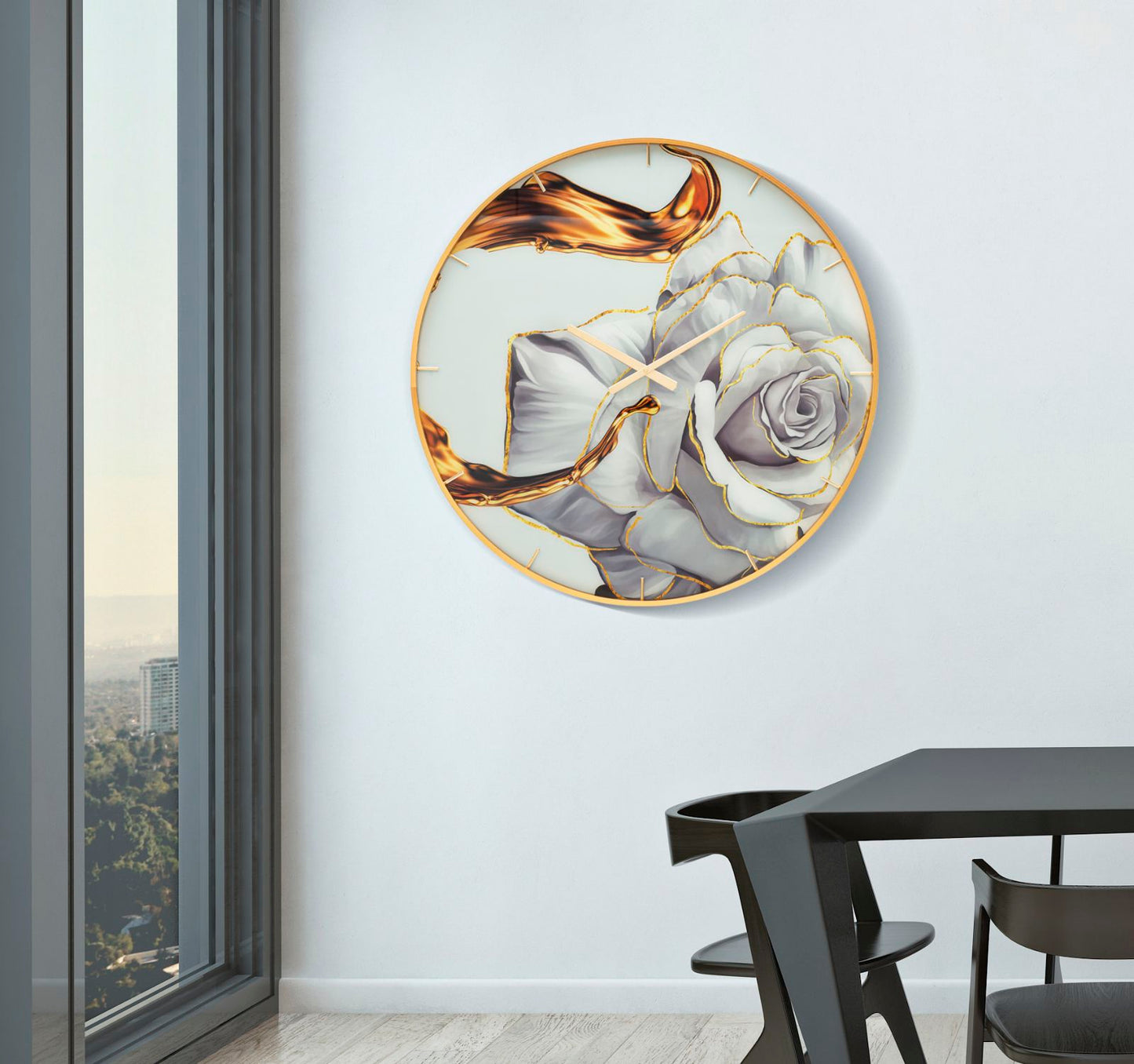 Relógio Glass Rose Cm ø 80x5