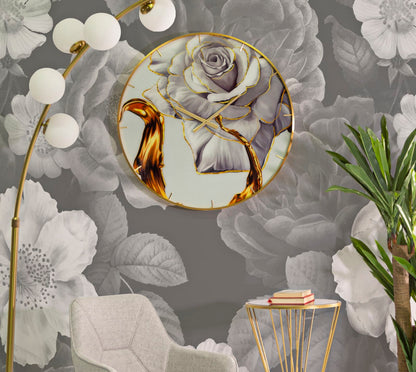 Relógio Glass Rose Cm ø 60x5