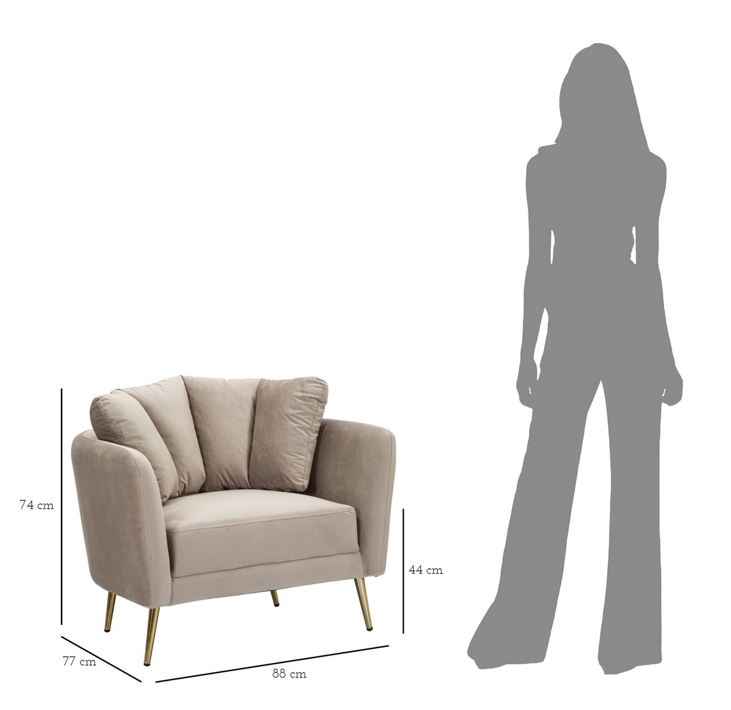 Poltrona Kiev Grigia Cm 88x77x74