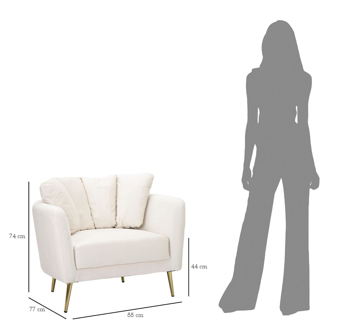 Poltrona Kiev Creme Cm 88x77x74
