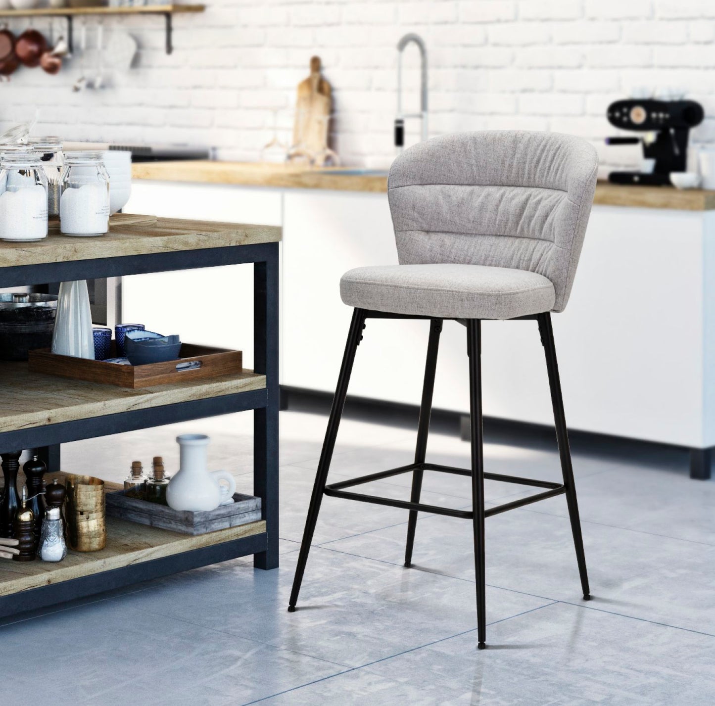 Banco Bar Losanna Grigio Conjunto 2 Un. Cm 52x59x108