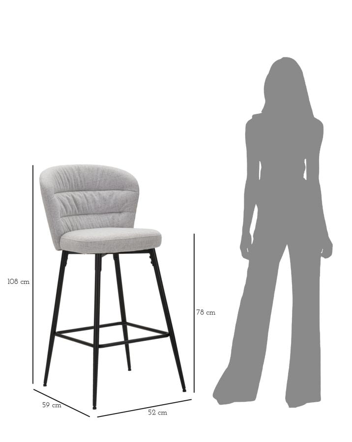 Banco Bar Losanna Grigio Conjunto 2 Un. Cm 52x59x108
