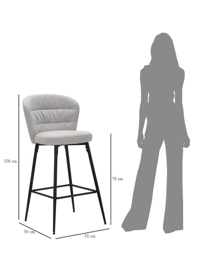 Banco Bar Losanna Grigio Conjunto 2 Un. Cm 52x59x108