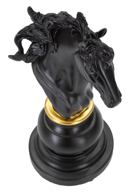 Cavalo Preto E Dourado Cm 14x11x27