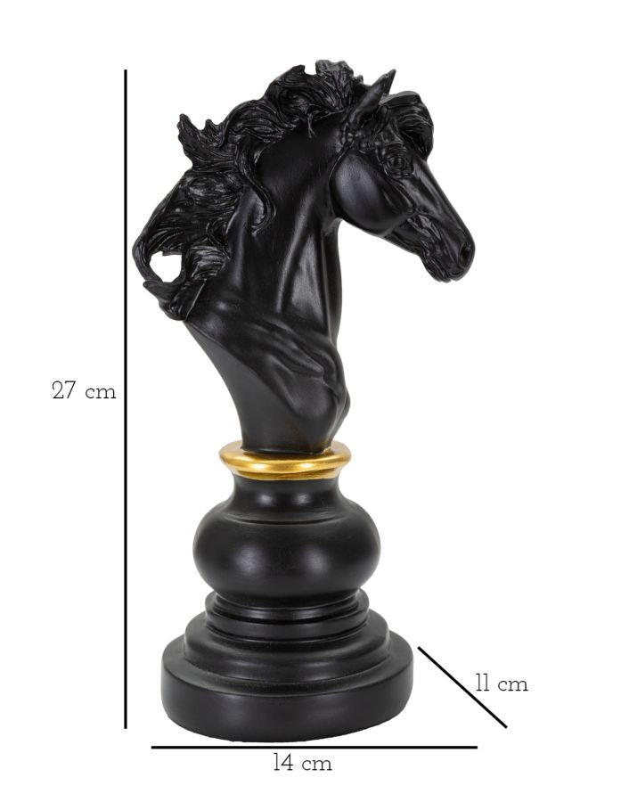Cavalo Preto E Dourado Cm 14x11x27