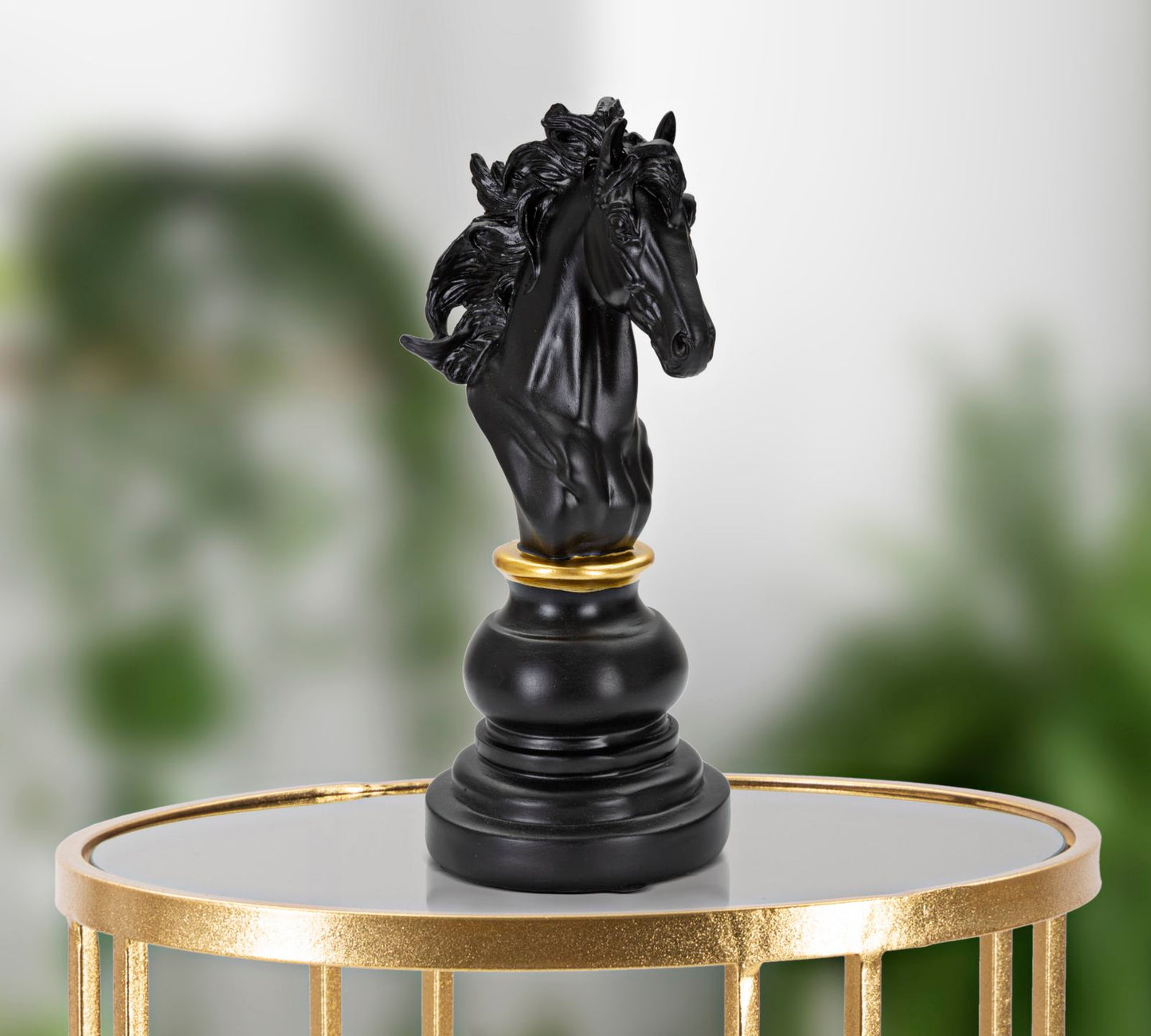Cavalo Preto E Dourado Cm 14x11x27