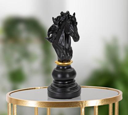 Cavalo Preto E Dourado Cm 14x11x27