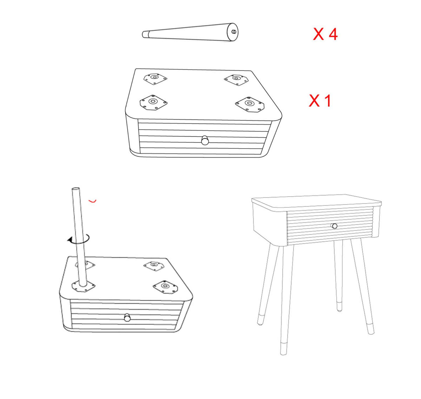 Mesa de Cabeceira Matera Cm 45x32x62