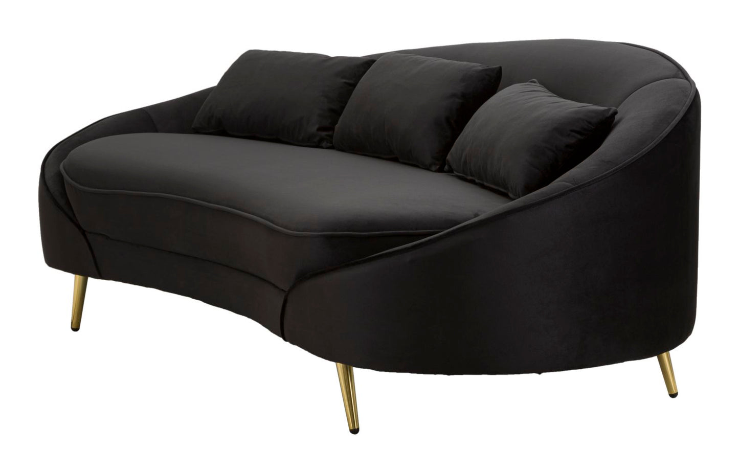 Sofá 3 lugares Oslo com Cuscini Preto Cm 185x84x68