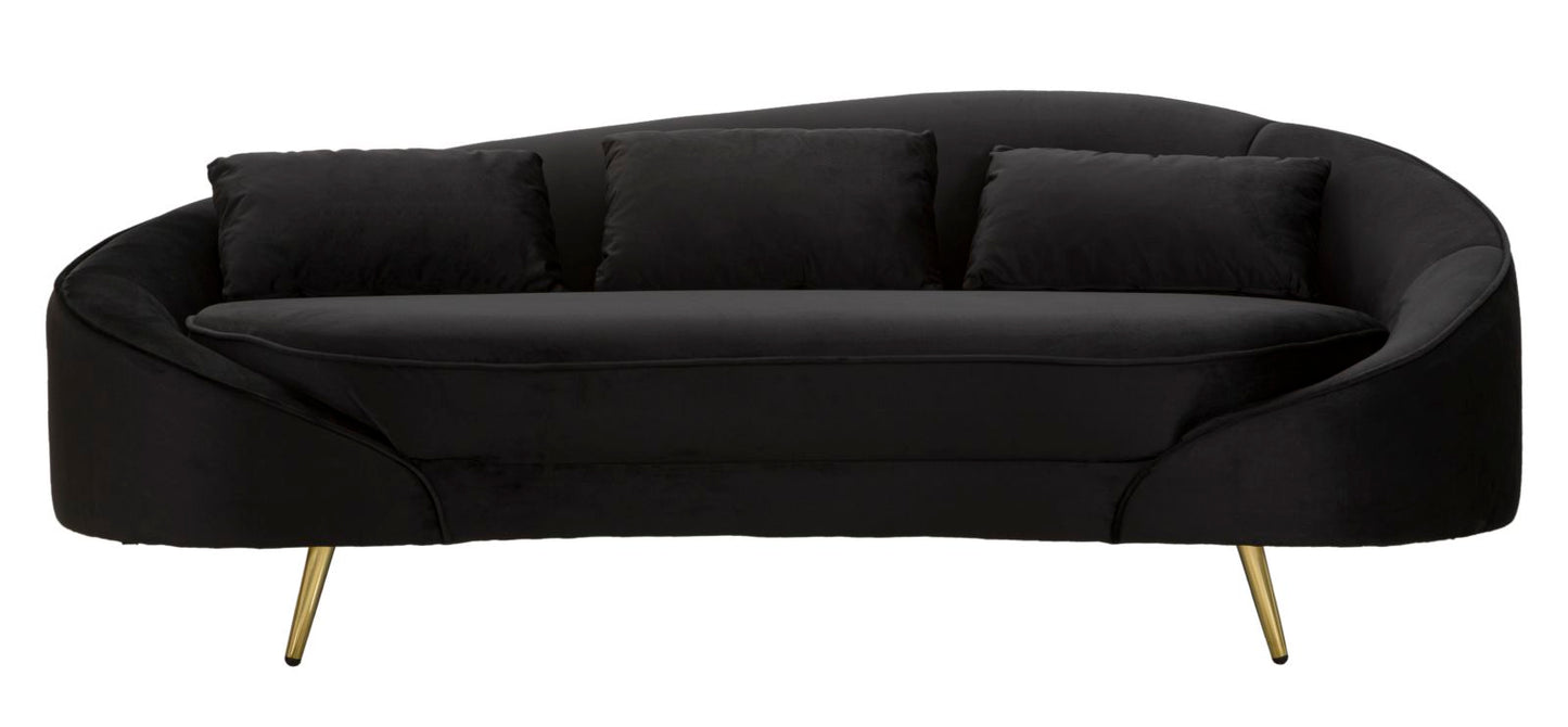 Sofá 3 lugares Oslo com Cuscini Preto Cm 185x84x68