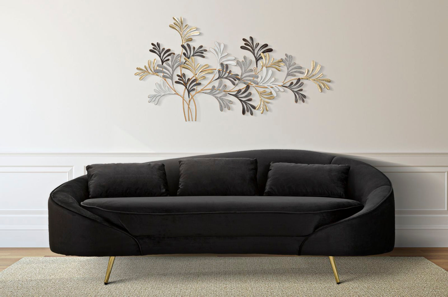 Sofá 3 lugares Oslo com Cuscini Preto Cm 185x84x68