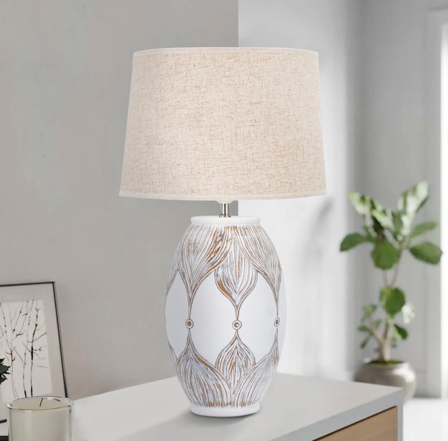 Candeeiro de Mesa Resina Ovale Atene Cm ø 38x67