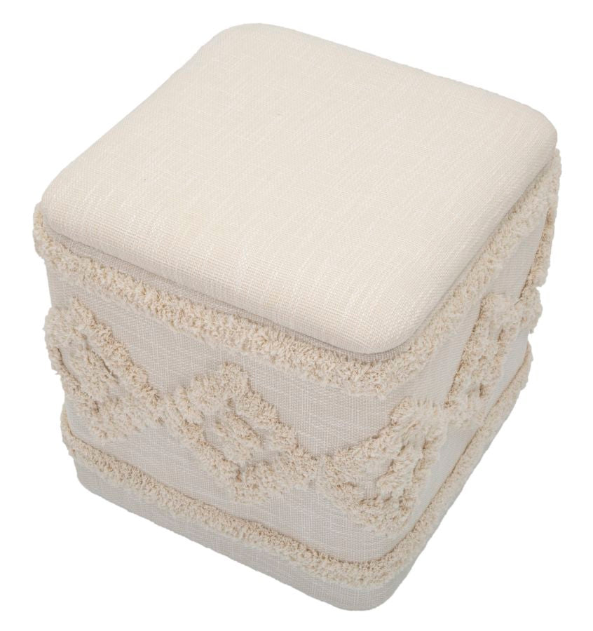 Pufe Recipiente Damasco Quadrato Cm 40x40x40
