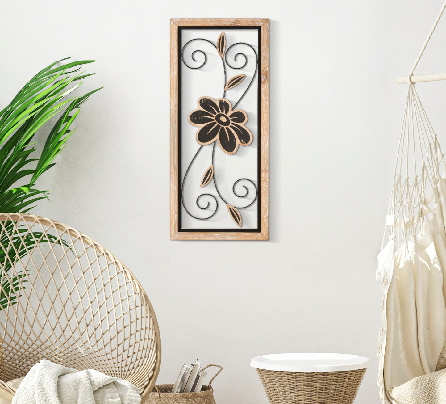 Painel em Ferro E Madeira Koman -A- Cm 26x2,5x60