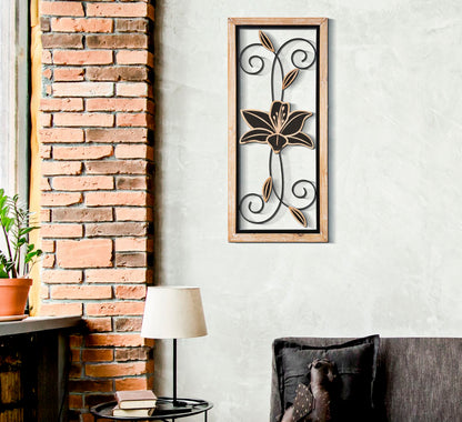 Painel em Ferro E Madeira Koman -B- Cm 26x2,5x60