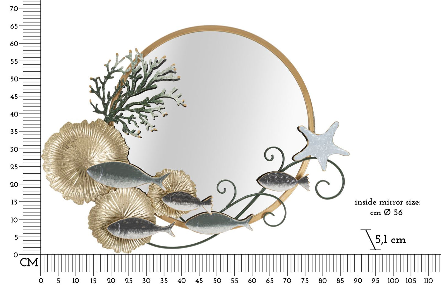 Espelho D Muro Fish Cm 88,9x7,6x65,4
