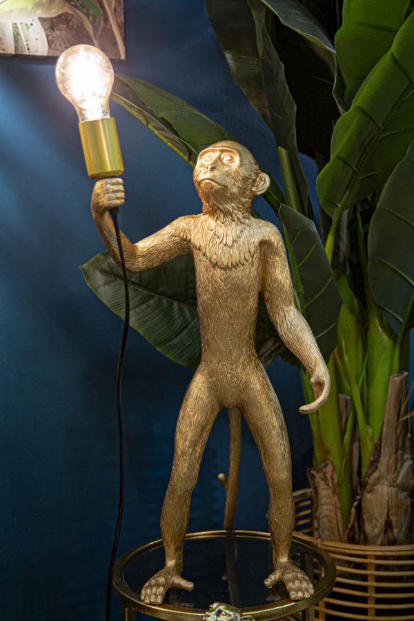 Candeeiro de Mesa Monkey Dourado Cm ø 26x34x55
