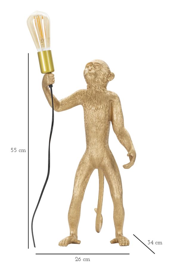 Candeeiro de Mesa Monkey Dourado Cm ø 26x34x55