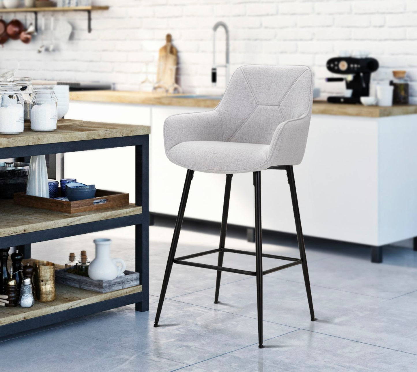 Banco Bar Grey Conjunto 2 Un. Cm 55x55x109