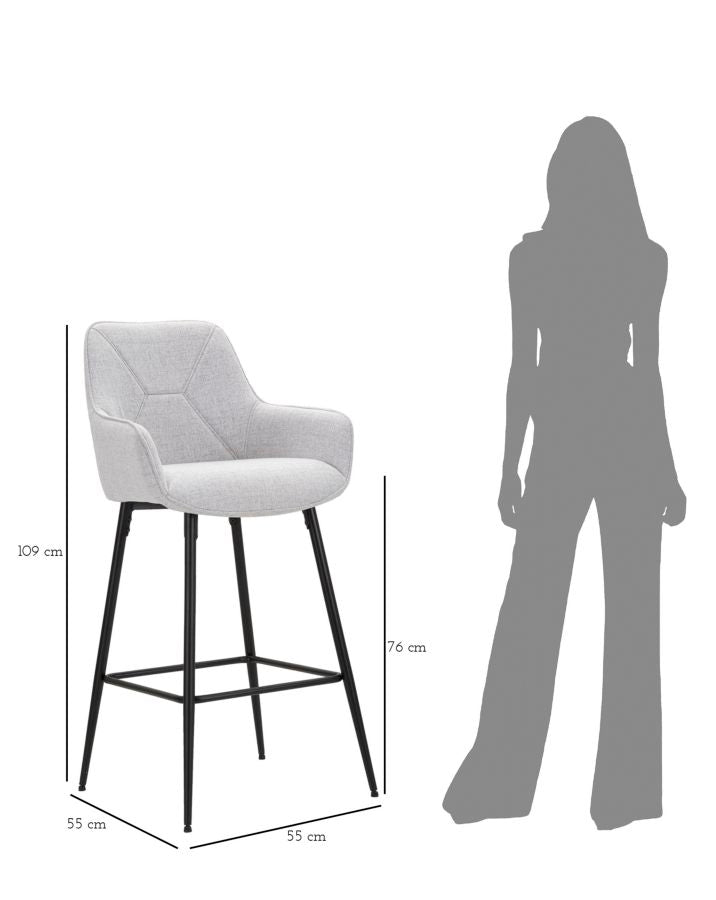 Banco Bar Grey Conjunto 2 Un. Cm 55x55x109