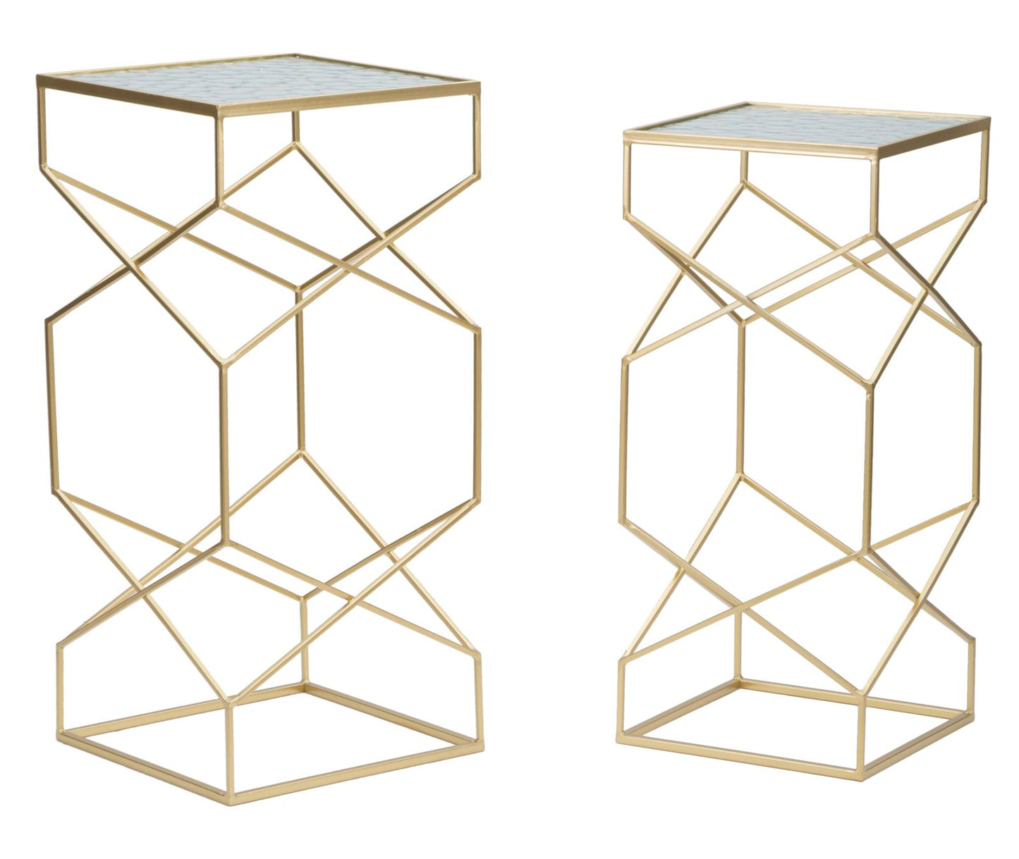 Mesas Auxiliares Glassy Par Cm 31,5x31,5x68-28x28x64