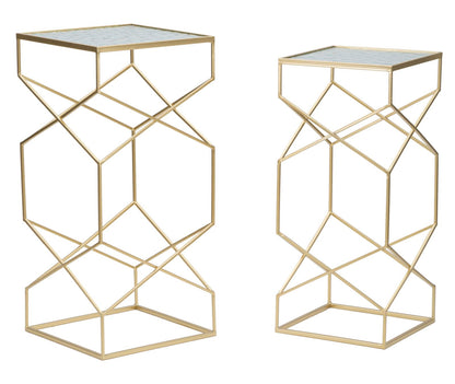 Mesas Auxiliares Glassy Par Cm 31,5x31,5x68-28x28x64