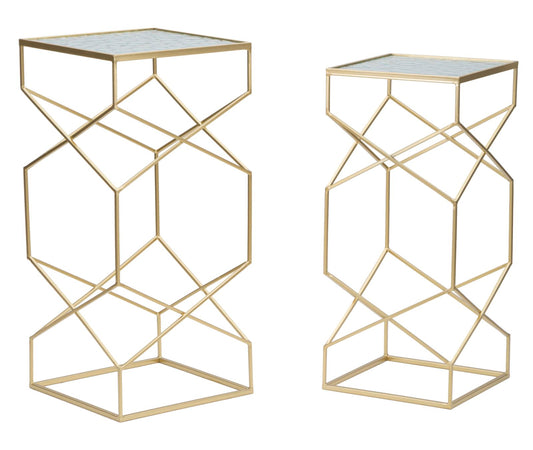 Mesas Auxiliares Glassy Par Cm 31,5x31,5x68-28x28x64