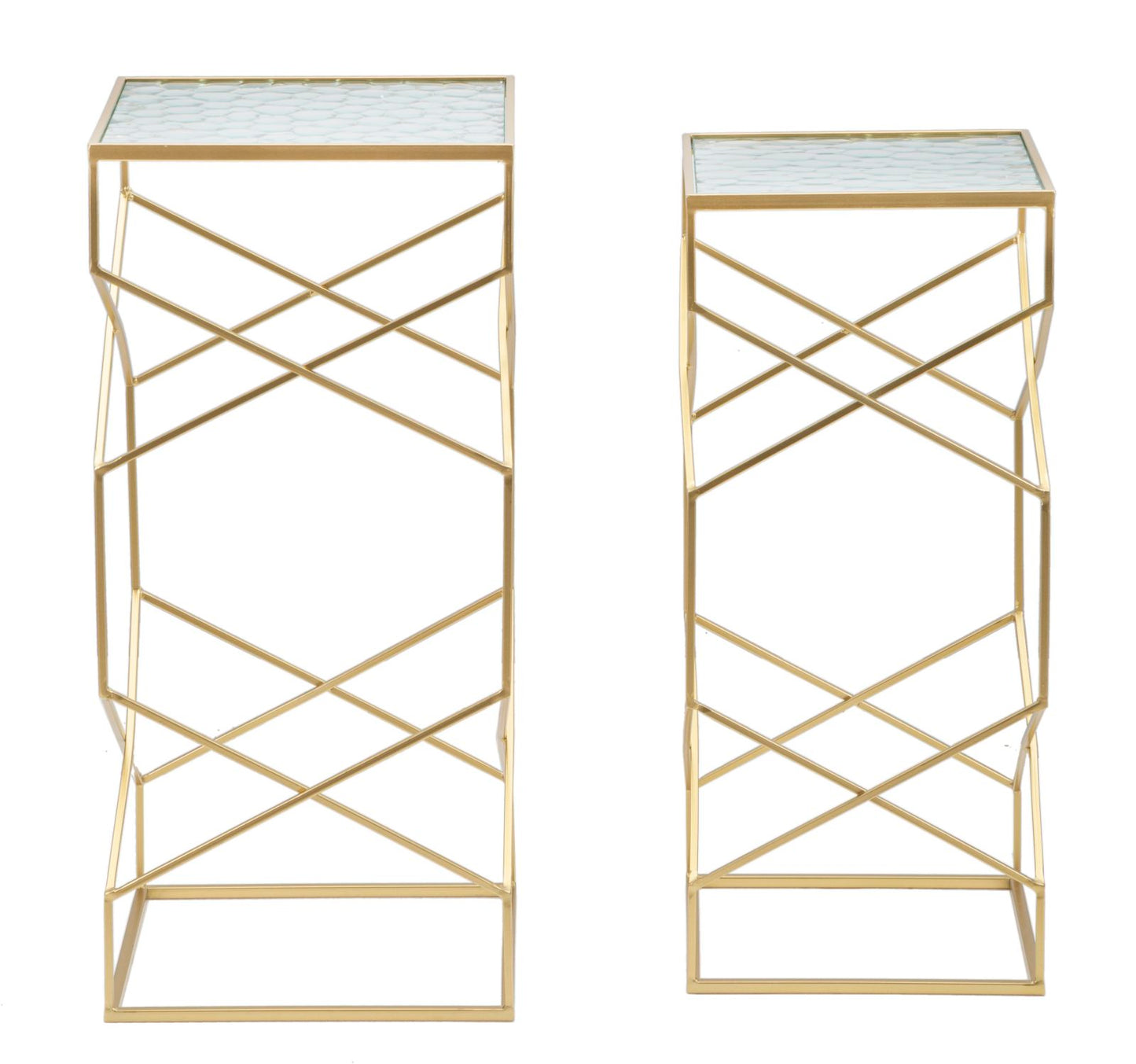 Mesas Auxiliares Glassy Par Cm 31,5x31,5x68-28x28x64