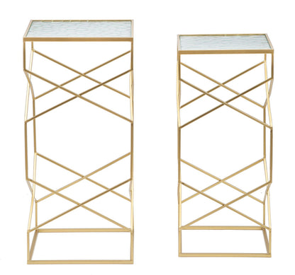 Mesas Auxiliares Glassy Par Cm 31,5x31,5x68-28x28x64