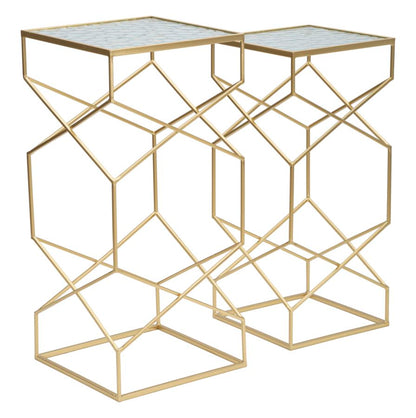 Mesas Auxiliares Glassy Par Cm 31,5x31,5x68-28x28x64