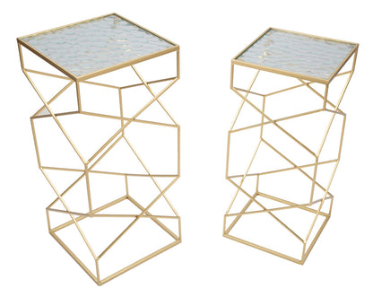 Mesas Auxiliares Glassy Par Cm 31,5x31,5x68-28x28x64