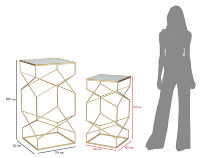 Mesa para telefone Glassy Par Cm 50x50x100-40x40x80