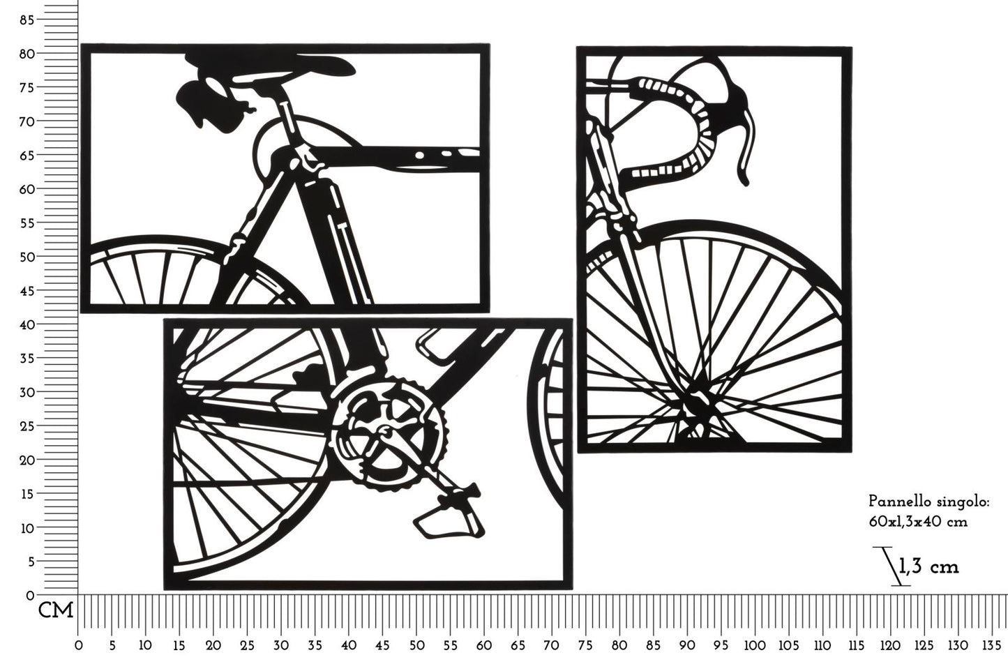 Painel de Parede Bike Conjunto 3pz Cm 40x1,3x60 (singolo Un.)